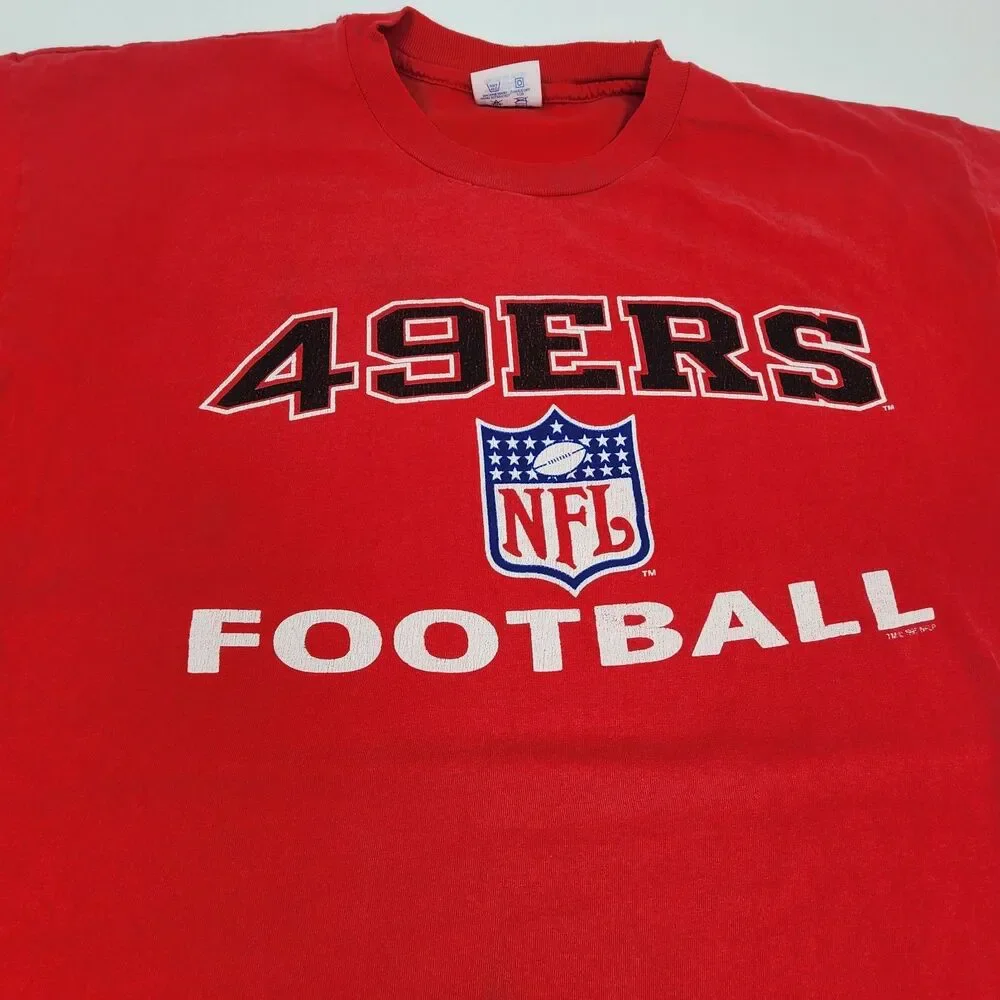 Vintage 1995 Champion San Francisco 49ers NFL Football T Shirt Men's XL Red